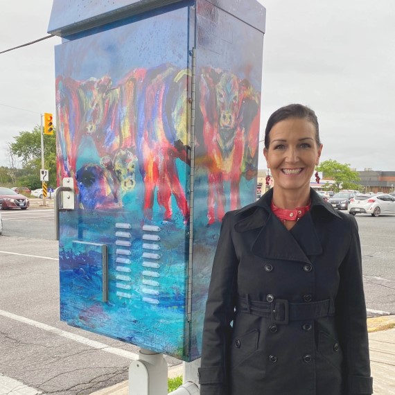 Artist with utility box artwork